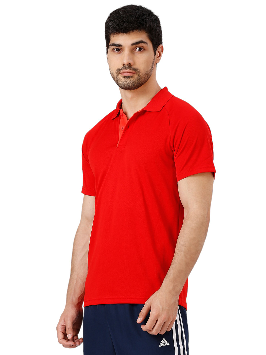 Adidas Men Red Solid Half Sleeves Corp CL Polo Collar T-Shirt (2)