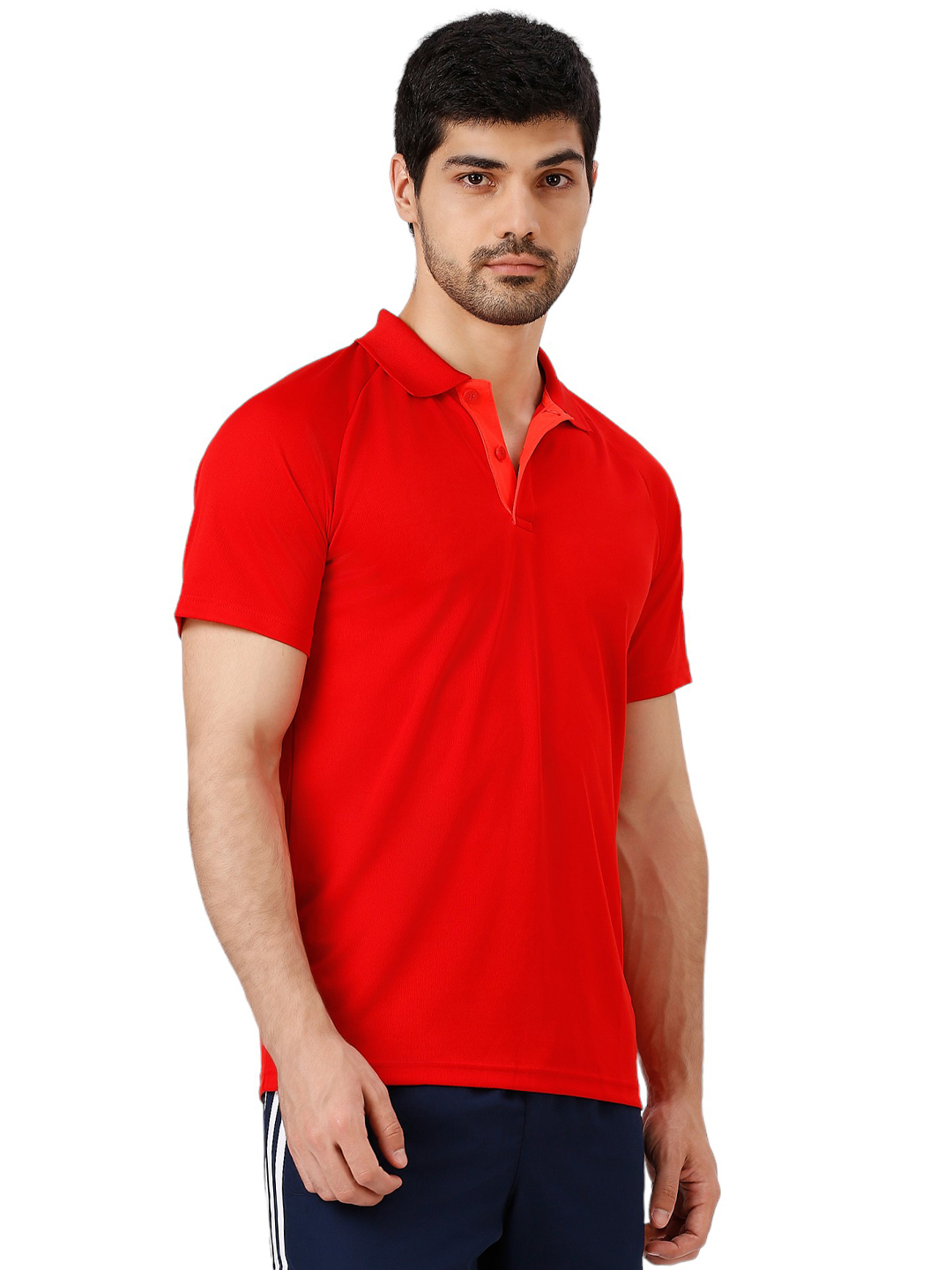 Adidas Men Red Solid Half Sleeves Corp CL Polo Collar T-Shirt (3)