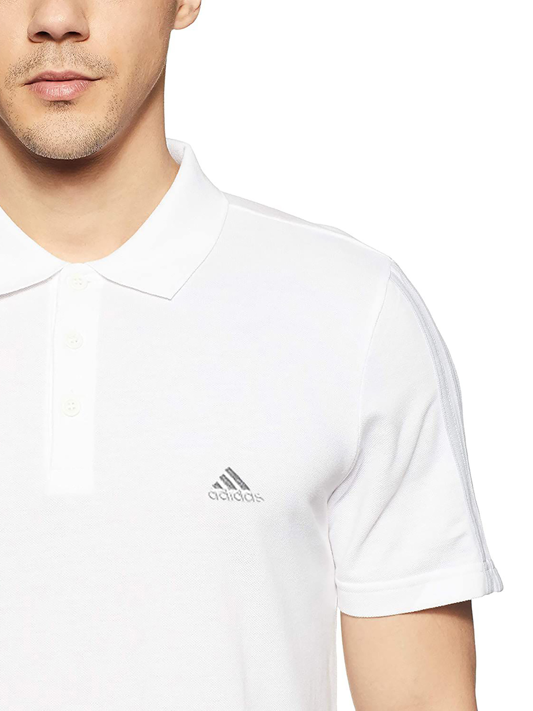 Adidas Men White Polo Collar Short Sleeves T-Shirt (4)