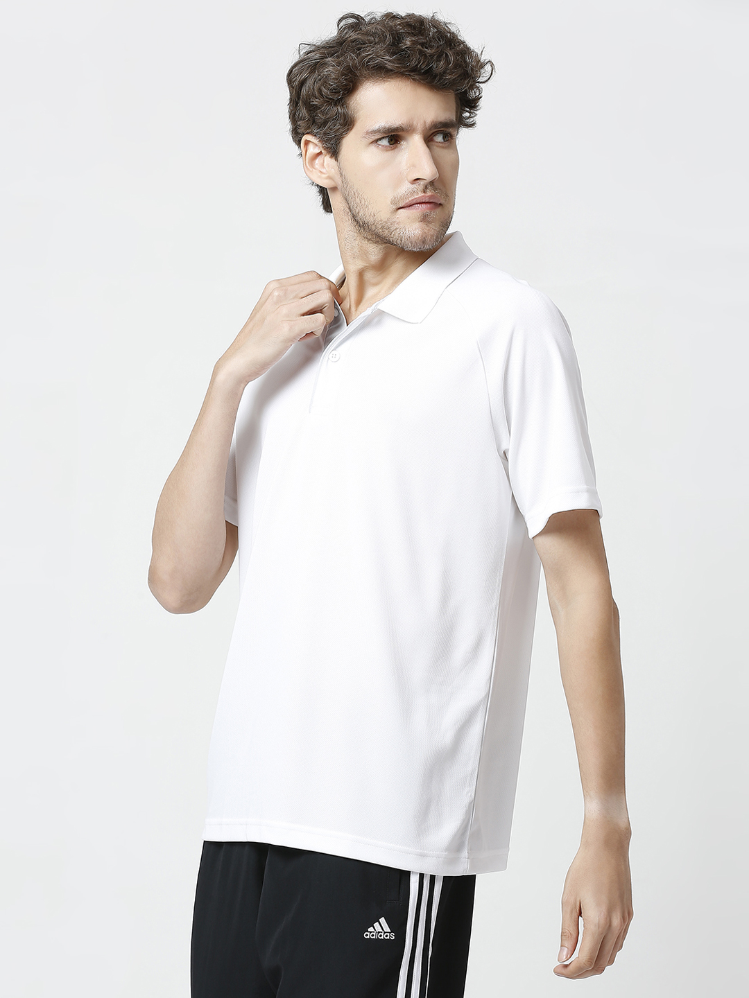 Adidas Men White Solid Half Sleeves Corp CL Polo Collar T-Shirt (2)