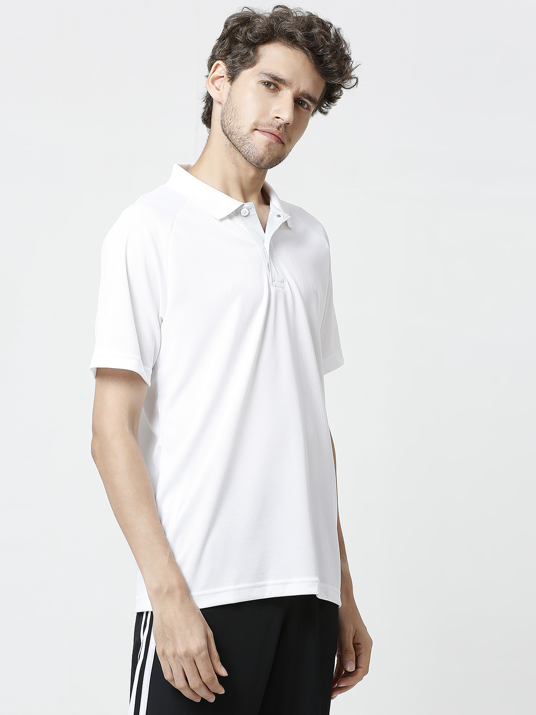 Adidas Men White Solid Half Sleeves Corp CL Polo Collar T-Shirt (3)