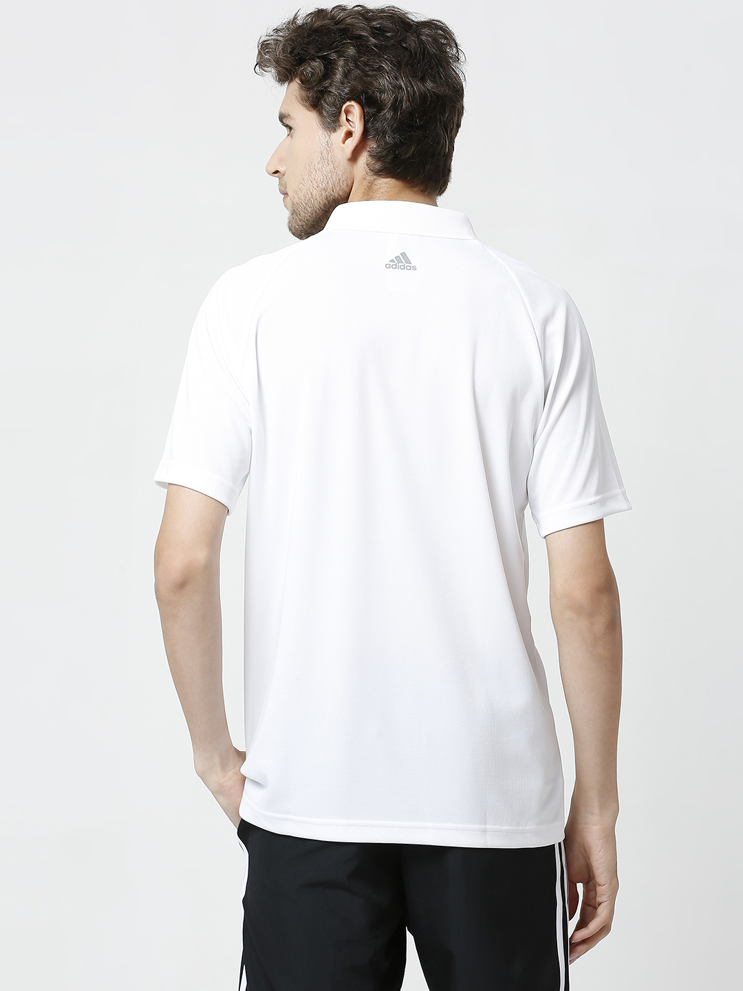 Adidas Men White Solid Half Sleeves Corp CL Polo Collar T-Shirt (4)