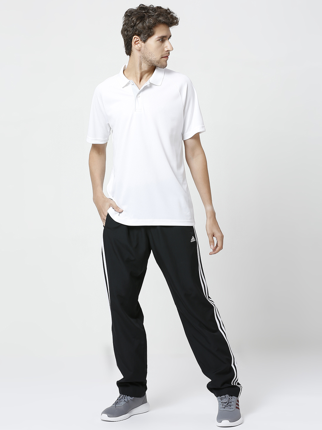 Adidas Men White Solid Half Sleeves Corp CL Polo Collar T-Shirt (6)