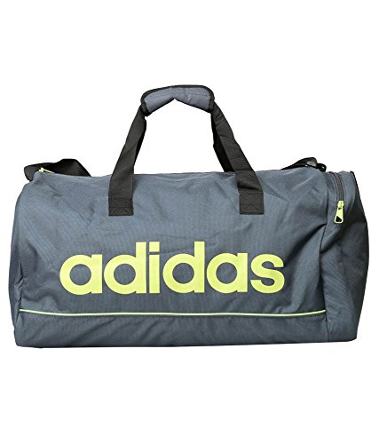Adidas Unisex Grey and Fluorescent Green Duffle Bag (1)