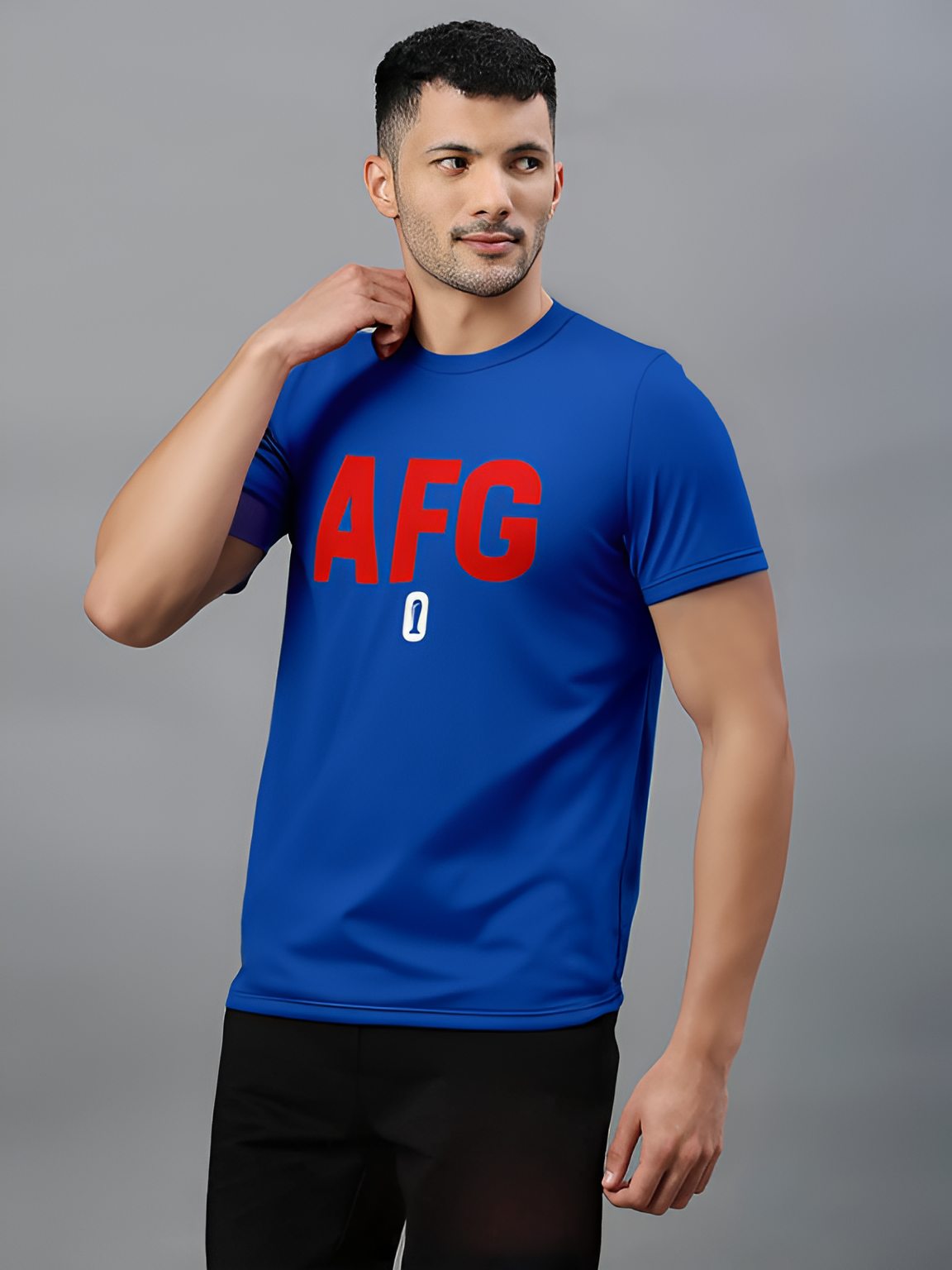 Afghanistan ICC Champions Trophy 2025 Men Blue and Red Typography Half Sleeves Round Neck Cotton T-Shirt (2)