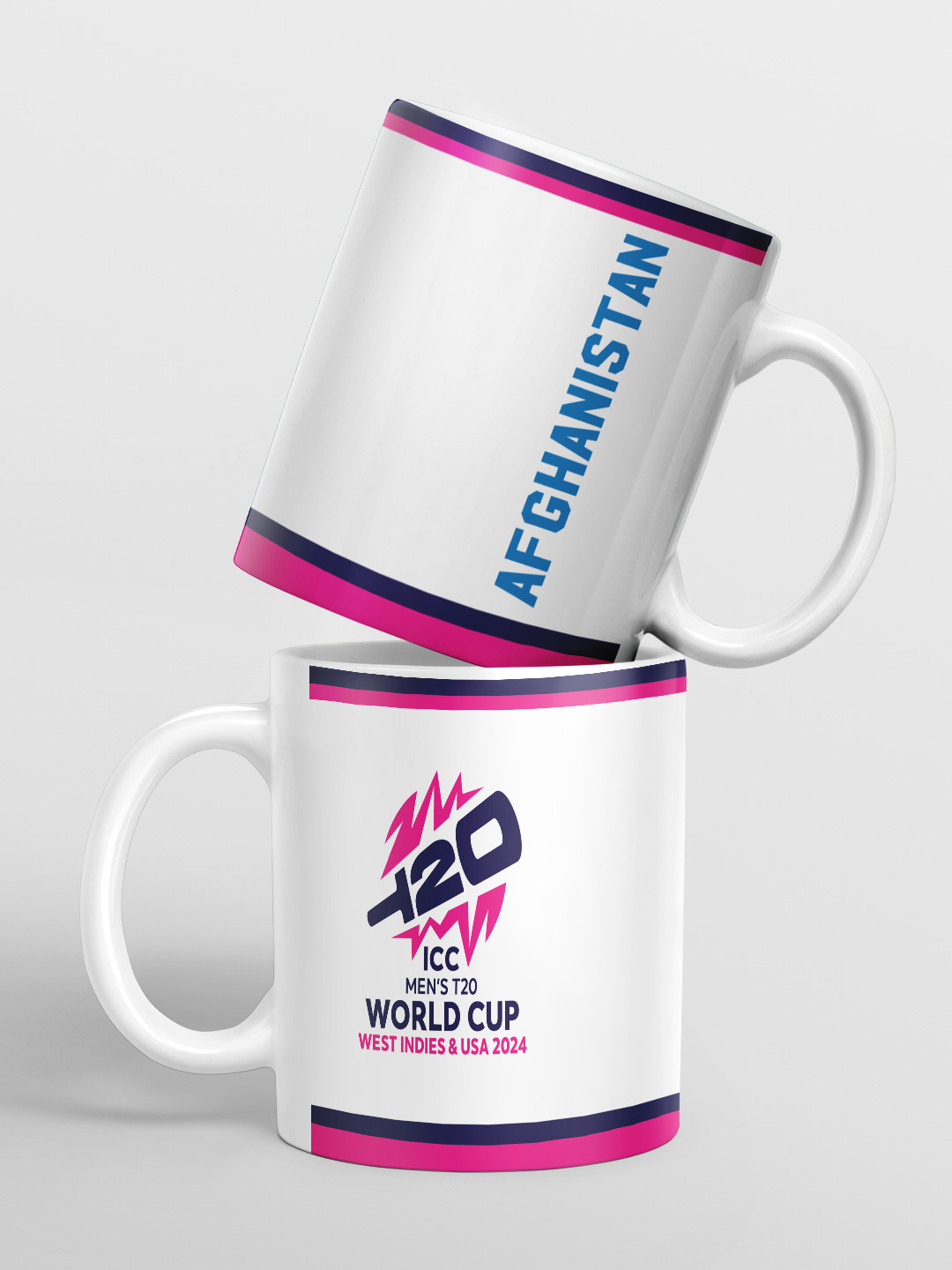 Afghanistan ICC Men's T20 WC-24 Team Afghanistan White and Pink Printed Ceramic Mug 325 ML (1)