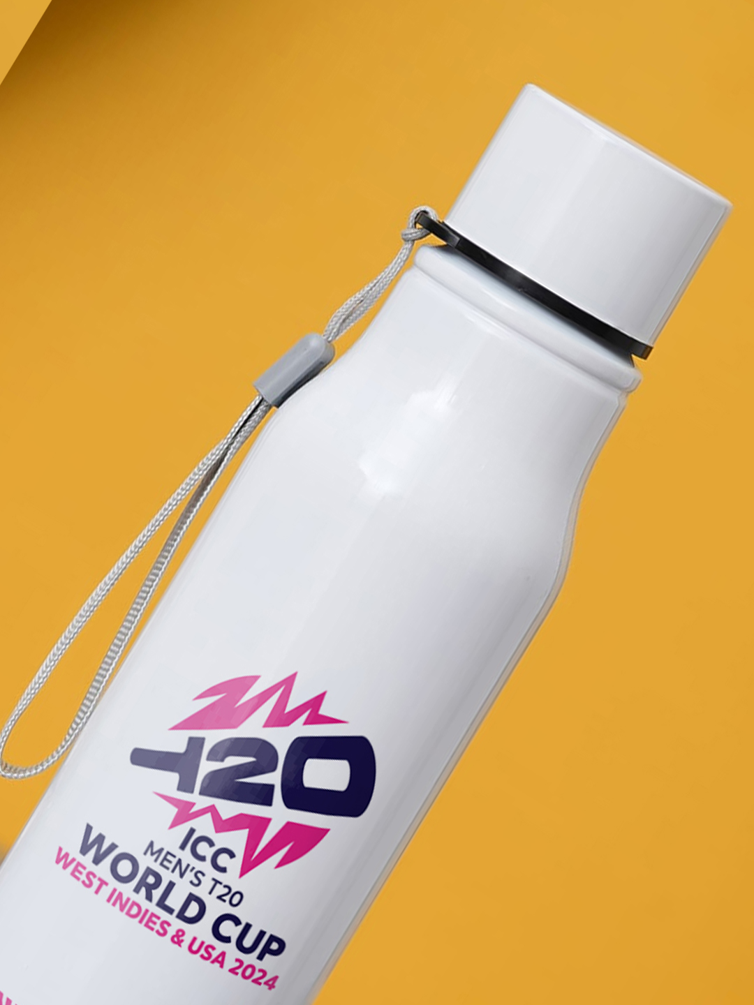 Afghanistan ICC Men's T20 WC-24 Team Afghanistan White and Pink Printed Single Walled Stainless Steel Water Bottle - 750 (2)