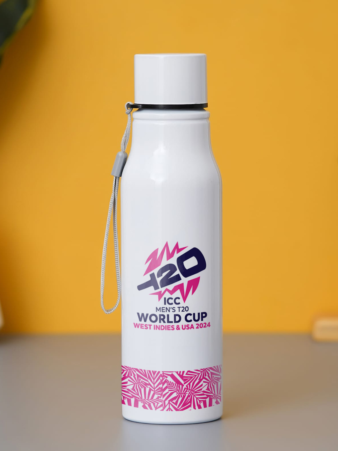 Afghanistan ICC Men's T20 WC-24 Team Afghanistan White and Pink Printed Single Walled Stainless Steel Water Bottle - 750 (4)