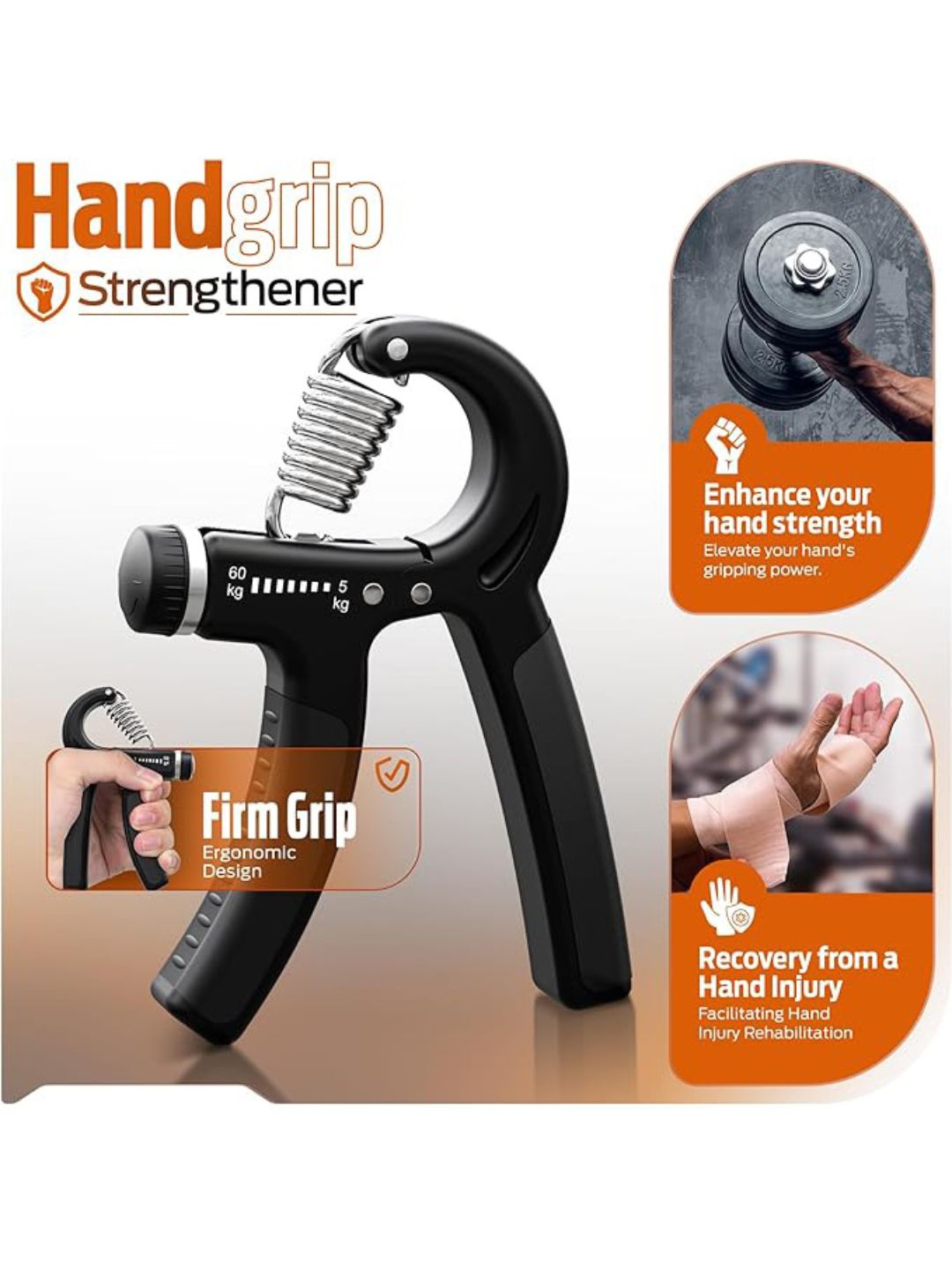 Ajro Deal Adjustable R Shape Hand Grip Strengthener For Men And Women (Black) (2)