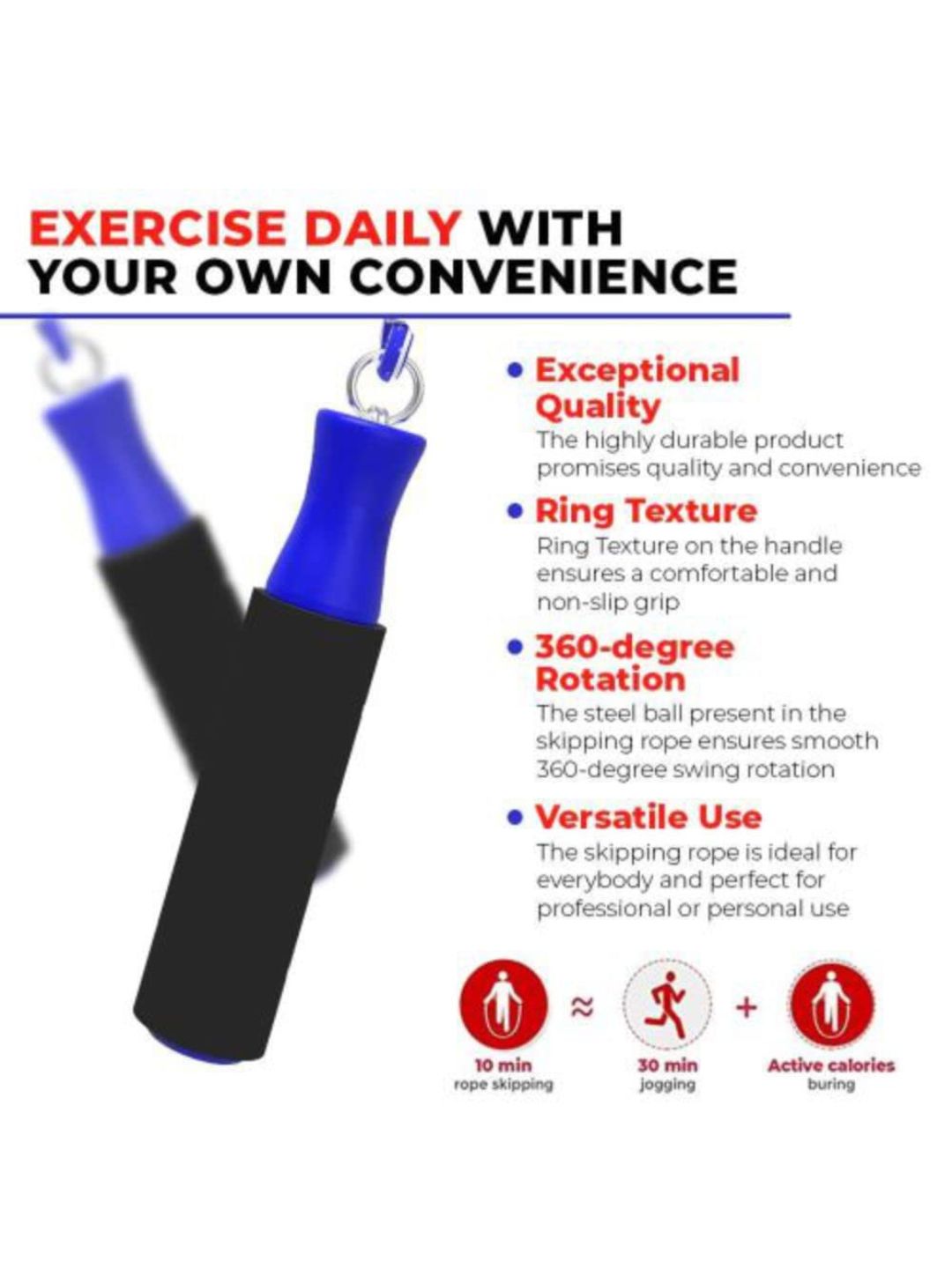 Ajro Deal Weight Loss Sports Exercise Workout Ball Bearing Skipping Rope for Men Women (Length: 270 cm) (4)