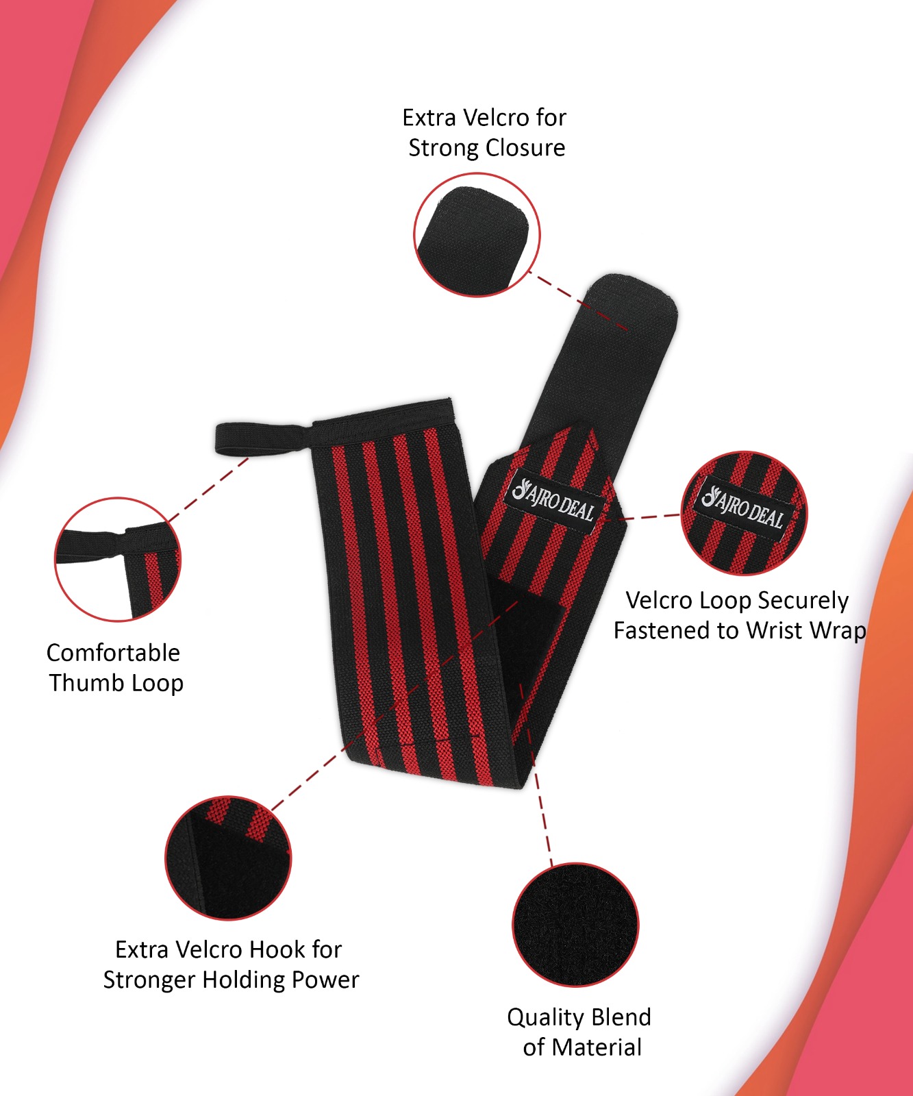 Ajro Deal Wrist Band with Thumb Support for Weight Lifting, Training & Gym (6)