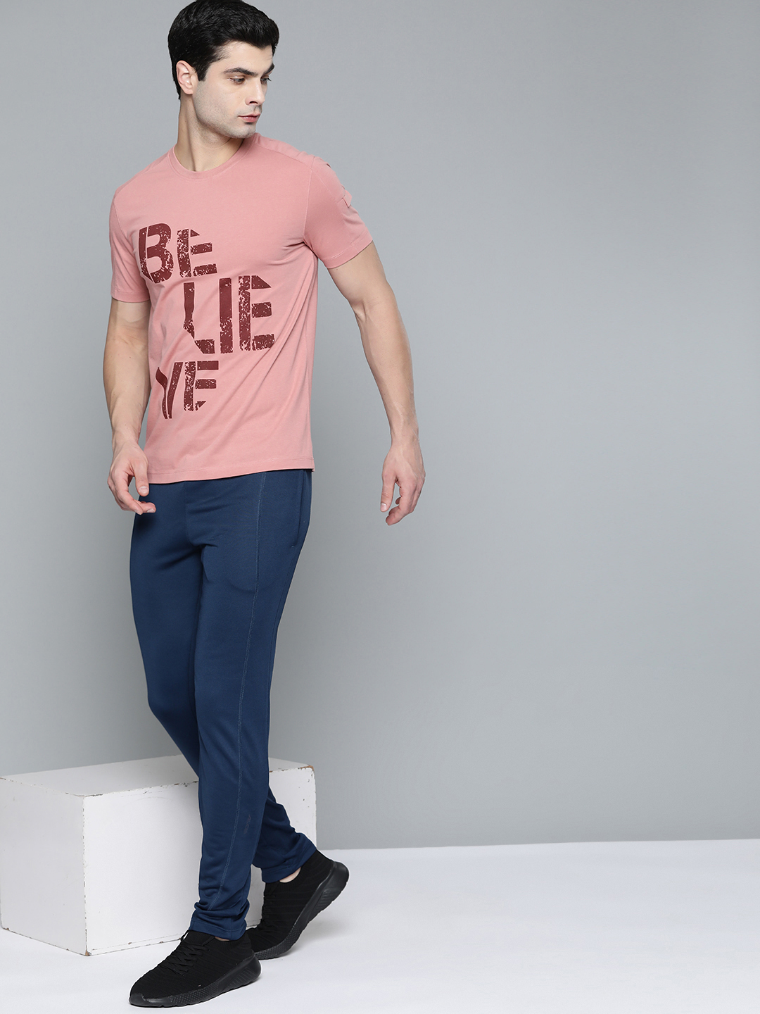 Alcis Dusty Pink  Maroon Typography Printed Round Neck T-shirt (4)