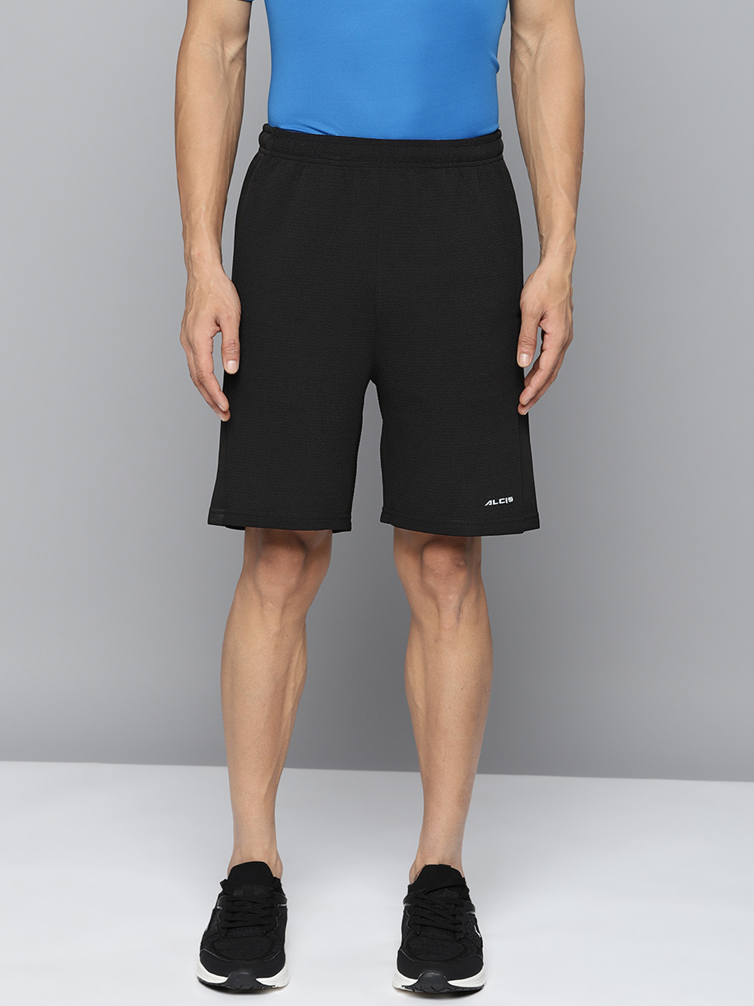 Men Black Solid Polyester Slim-Fit Running Shorts