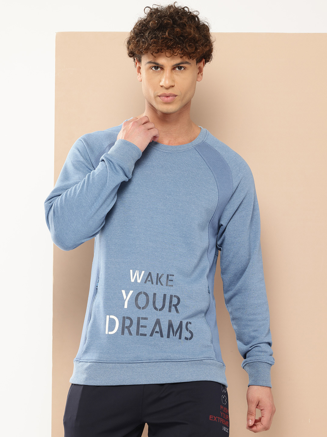 Men Blue Printed Sweatshirt