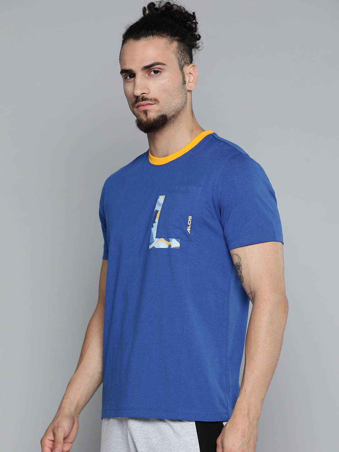 Alcis Men Blue Slim Fit Training or Gym T-shirt (2)