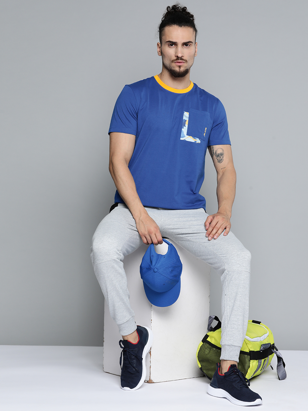 Alcis Men Blue Slim Fit Training or Gym T-shirt (4)