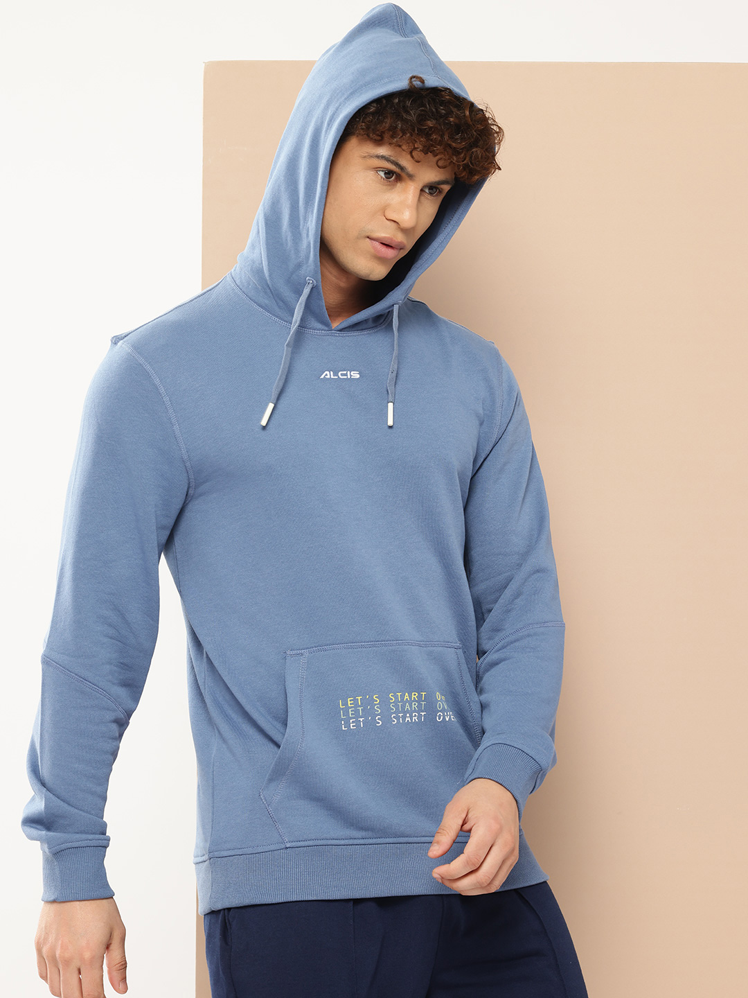 Alcis Men Blue Solid Hooded Sweatshirt (2)