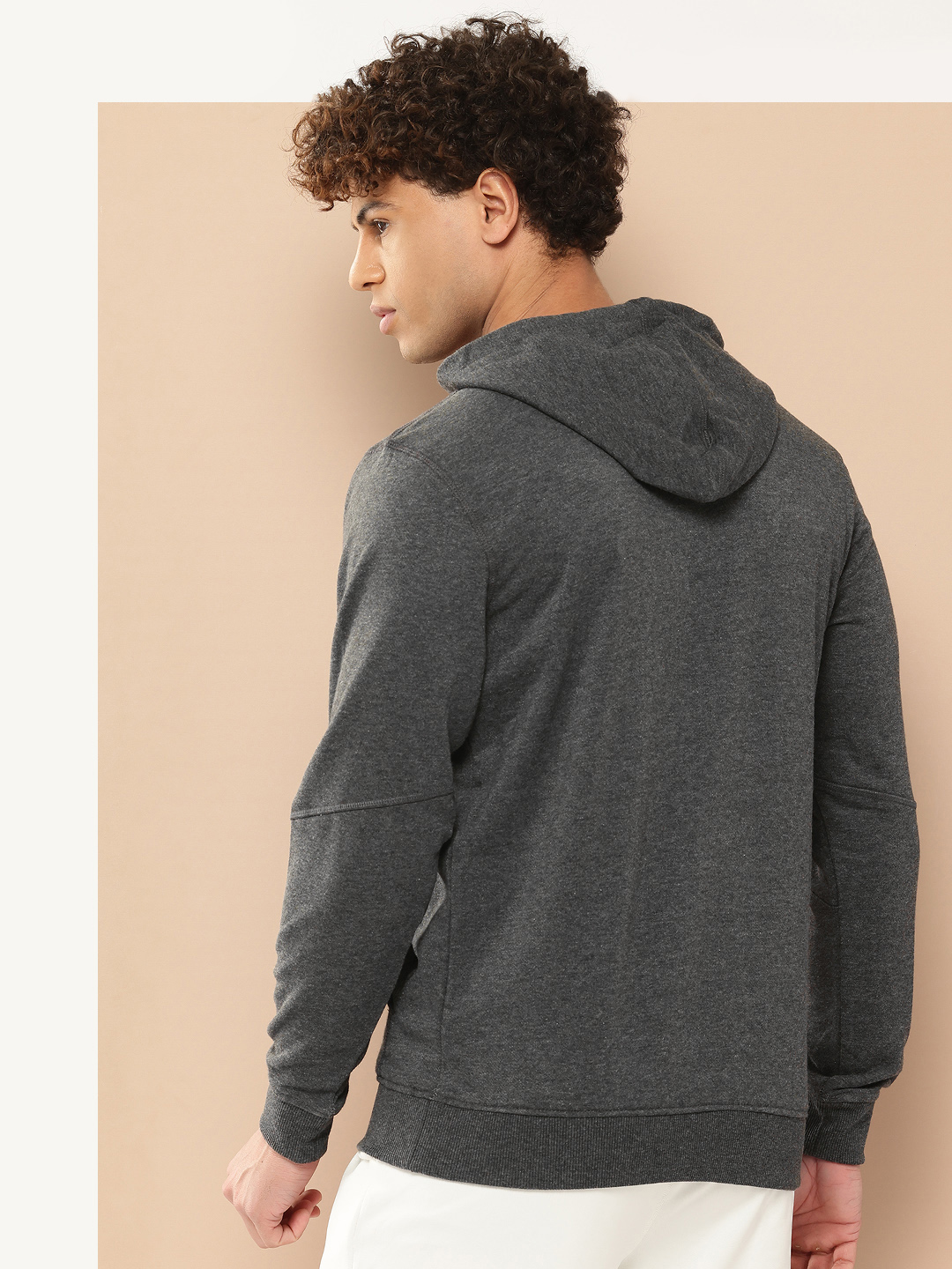 Alcis Men Charcoal Grey Solid Hooded Sweatshirt (3)