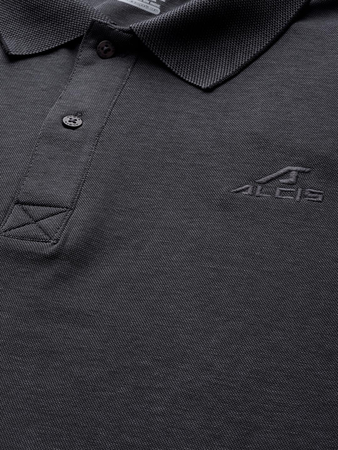Alcis Men Charcoal Grey Solid Polo Collar T-shirt (5)