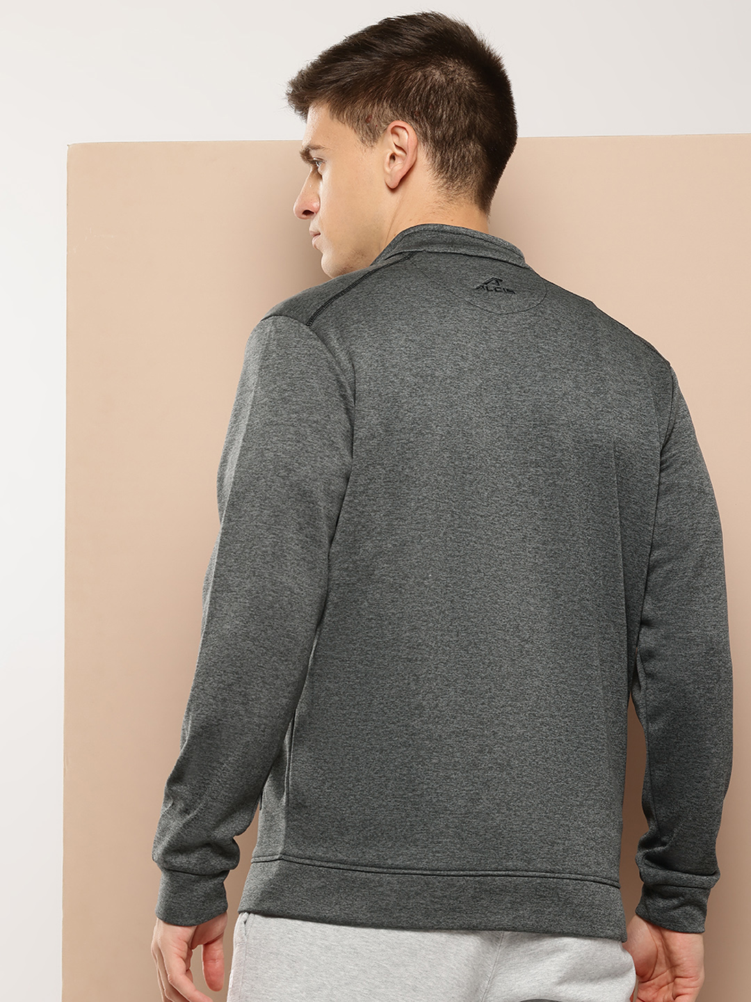 Alcis Men Charcoal Grey Solid Sporty Jacket (3)