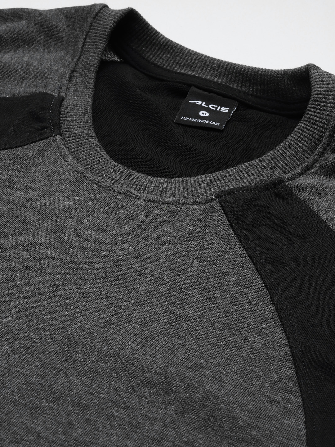 Alcis Men Charcoal Grey Solid Sweatshirt (5)