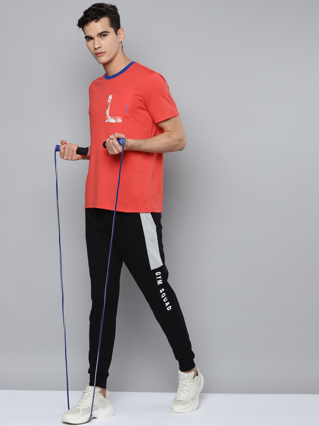 Alcis Men Coral Red Slim Fit Running T-shirt (5)