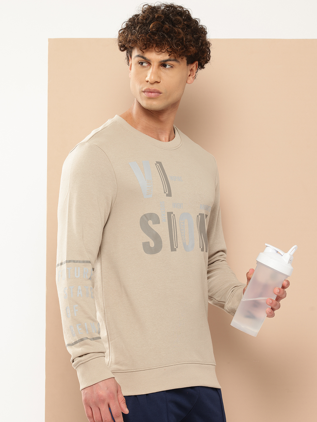 Alcis Men Cream-Coloured Printed Sweatshirt (3)
