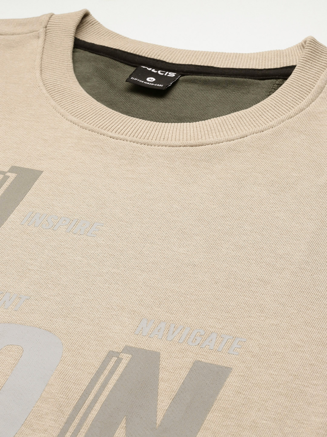 Alcis Men Cream-Coloured Printed Sweatshirt (5)