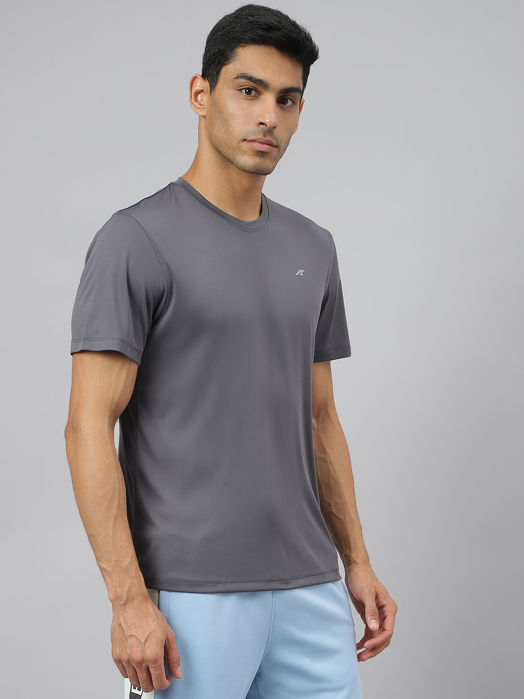 Alcis Men Graphite Anti-Static Soft-Touch Slim-Fit Sports for All Round Neck T-Shirt (5)
