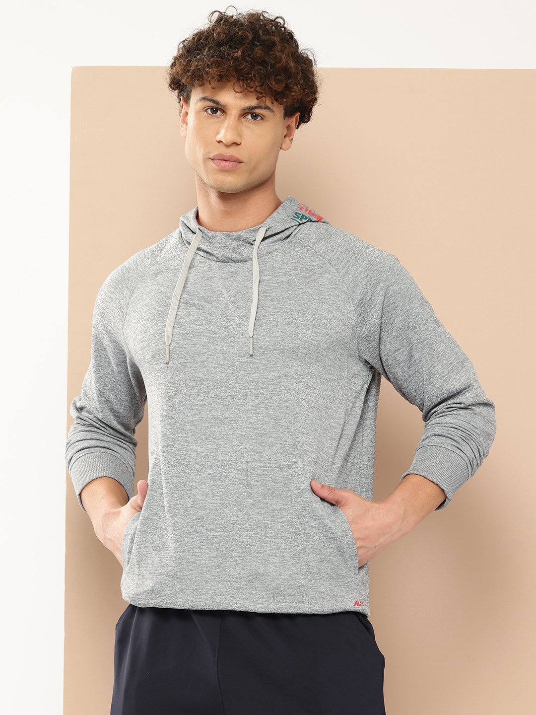 Men Grey Hooded Sweatshirt