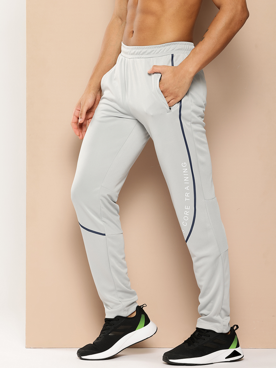 Alcis Men Grey Printed Slim Fit Training Gym Track Pants (2)