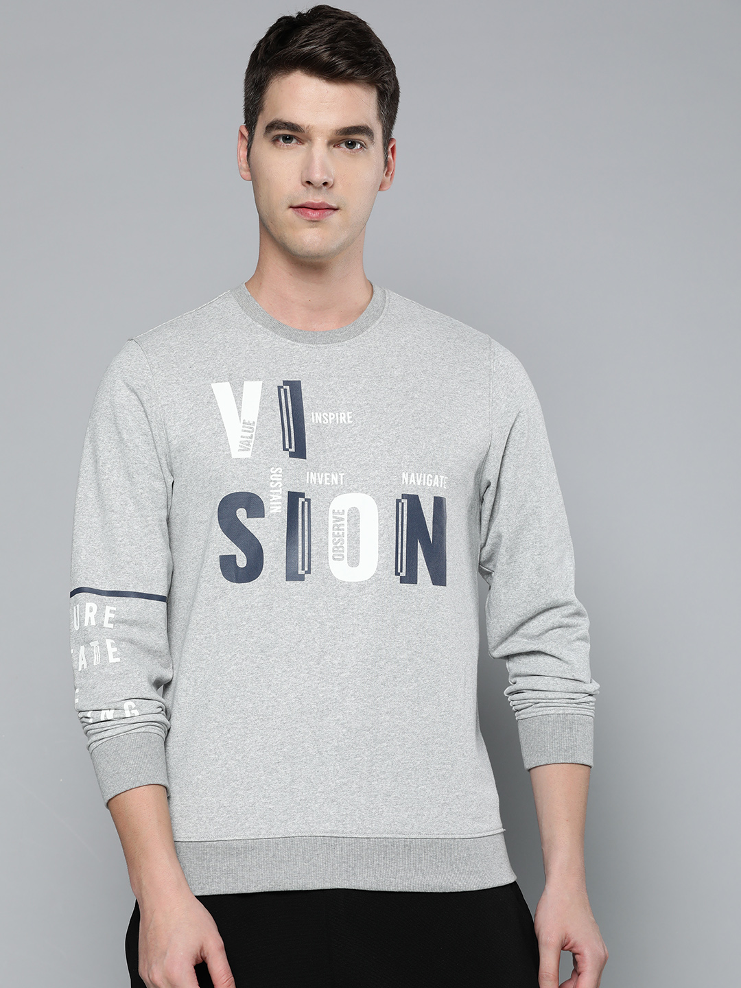 Men Grey Printed Sweatshirt