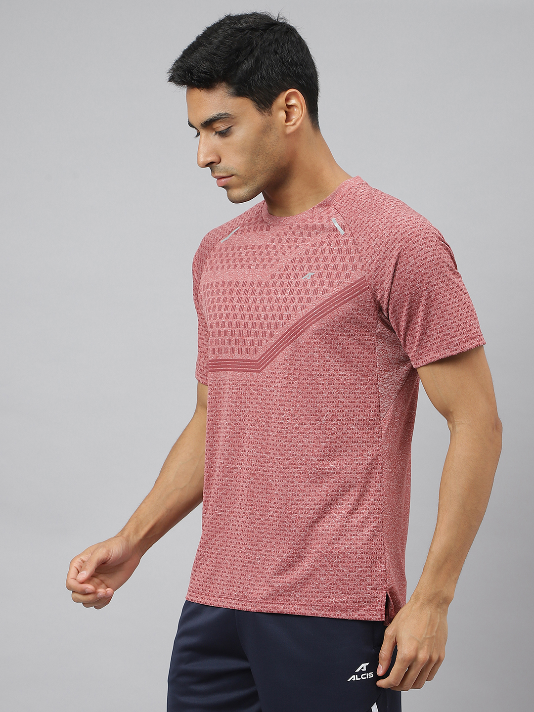 Alcis Men Heather Anti-Static Slim-Fit Round Neck Distance Running T-Shirt (3)