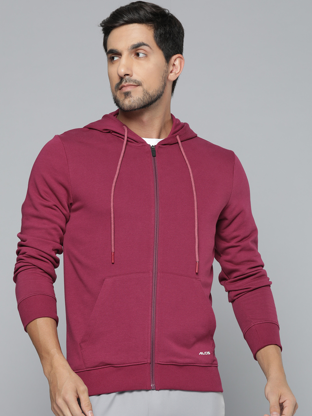 Men Maroon Hooded Sweatshirt