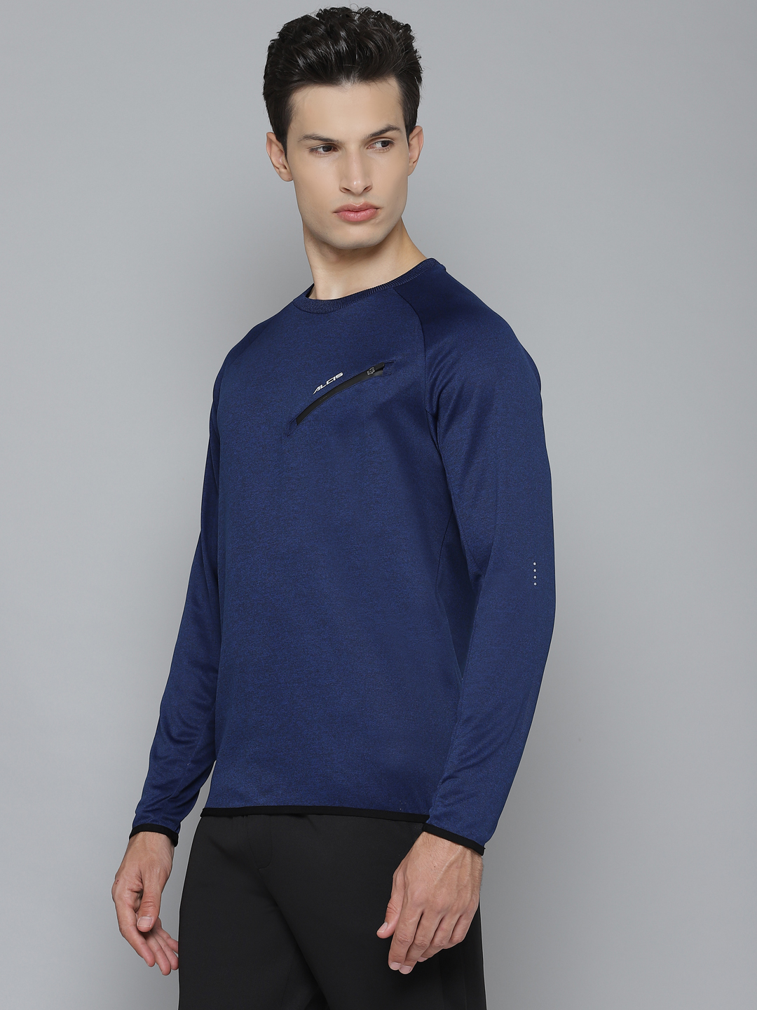 Alcis Men Navy Blue Solid Pullover Running Sweatshirt (2)