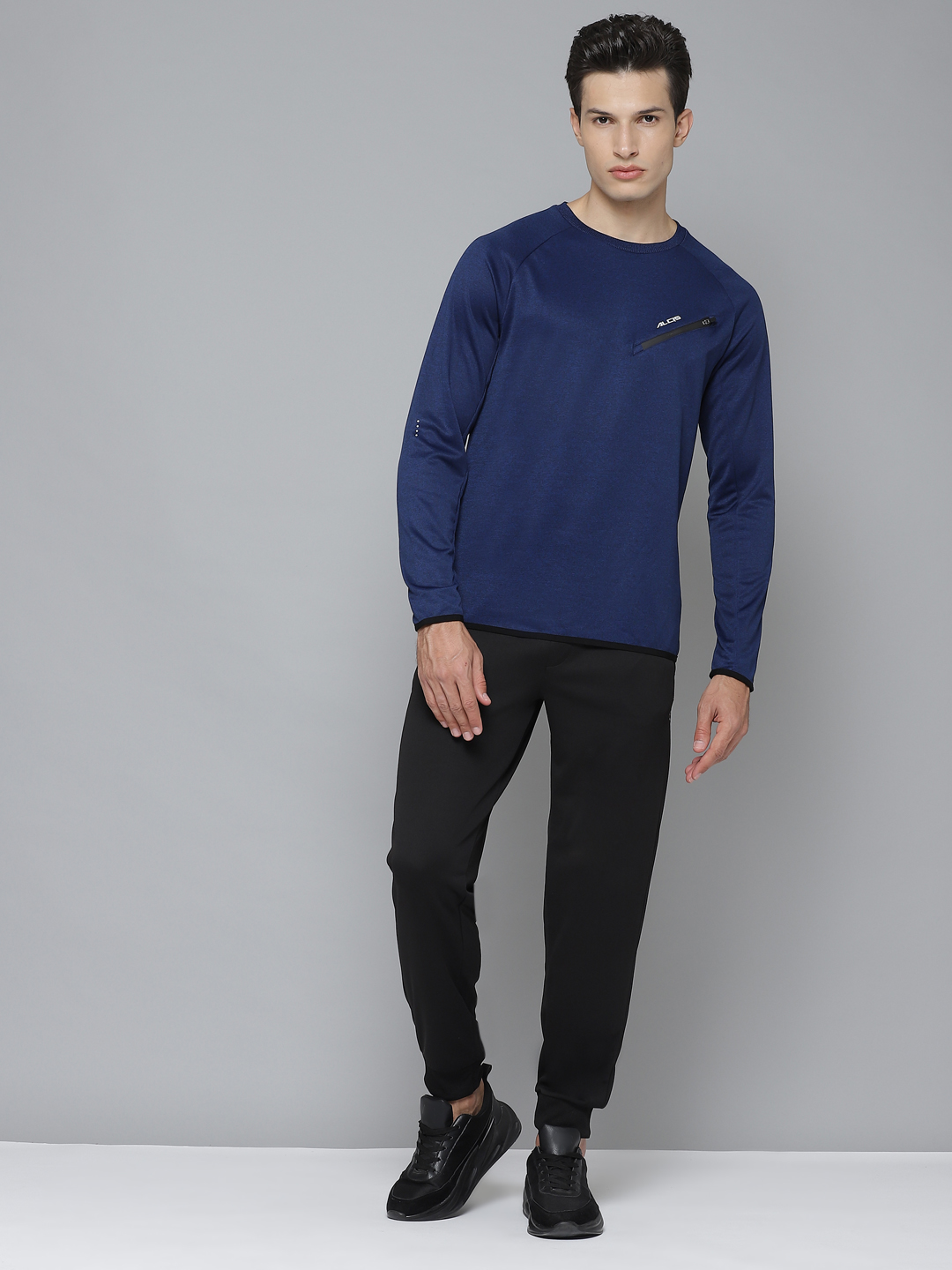 Alcis Men Navy Blue Solid Pullover Running Sweatshirt (4)