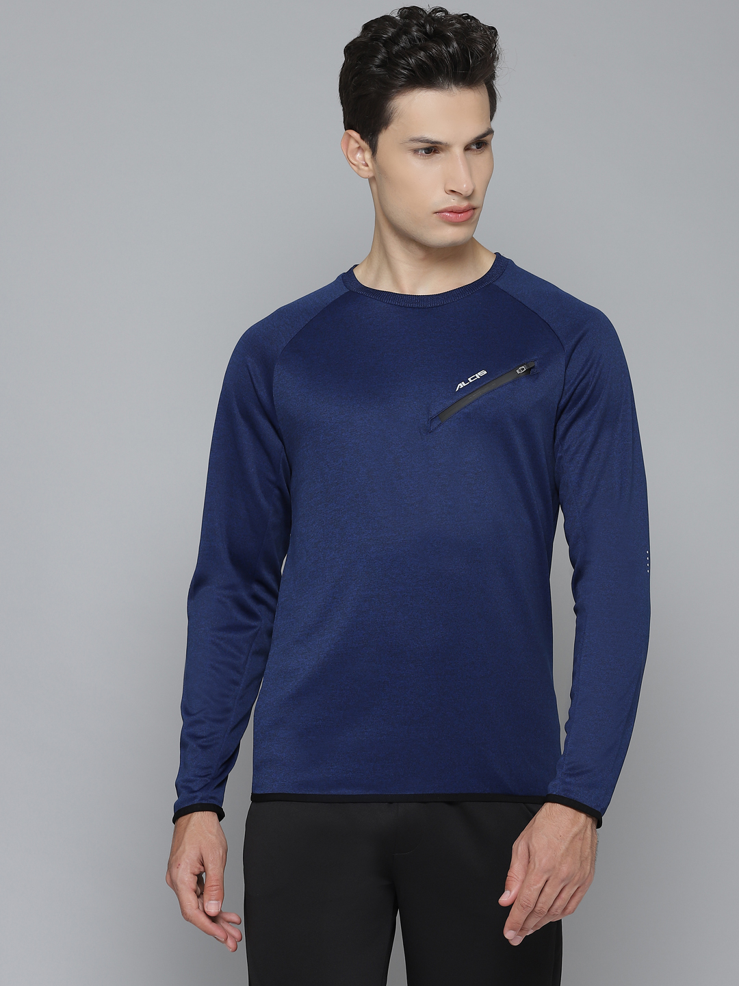 Alcis Men Navy Blue Solid Pullover Running Sweatshirt (1)