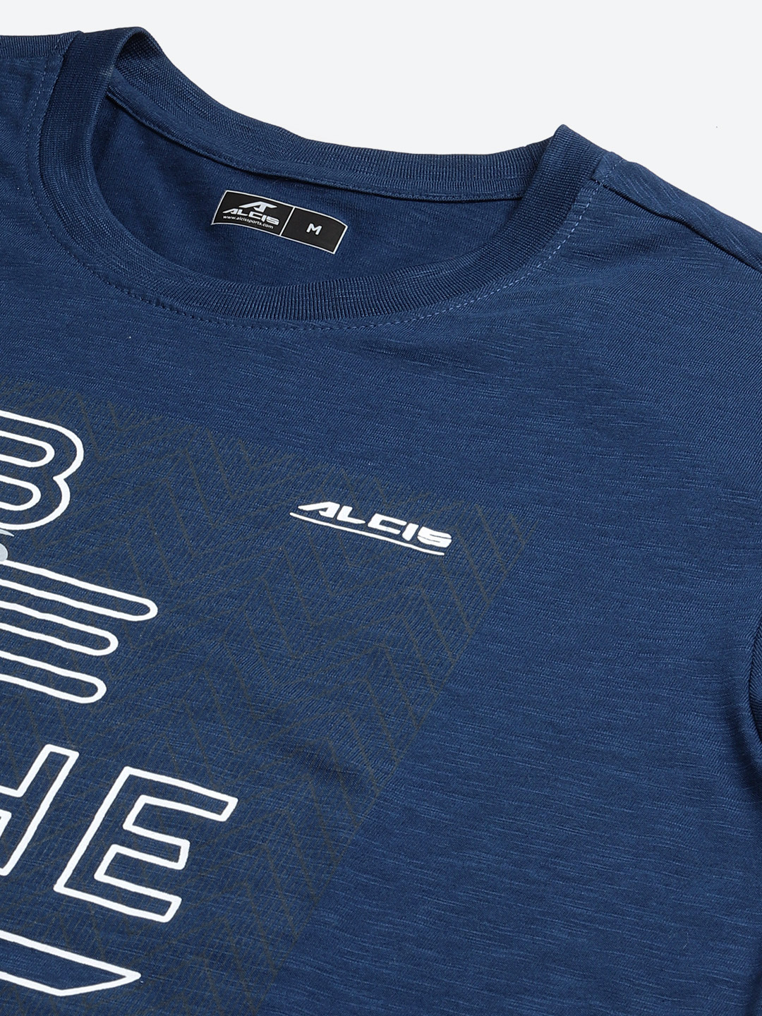 Alcis Men Navy Blue & White Typography Printed Slim Fit T-shirt (5)