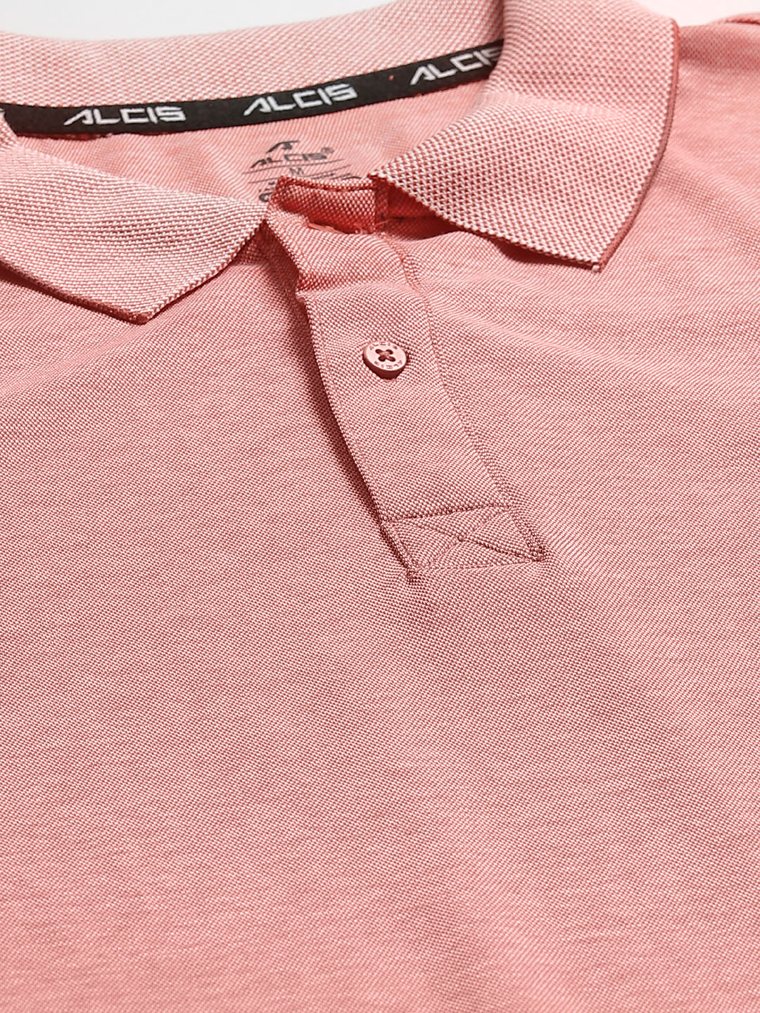 Alcis Men Peach-Coloured Solid Polo Collar T-shirt (5)