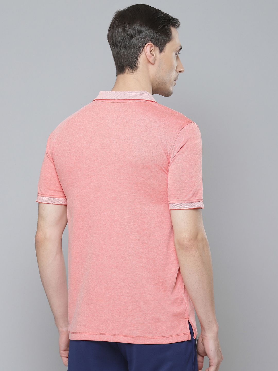 Alcis Men Peach-Coloured Solid Polo Collar T-shirt (3)