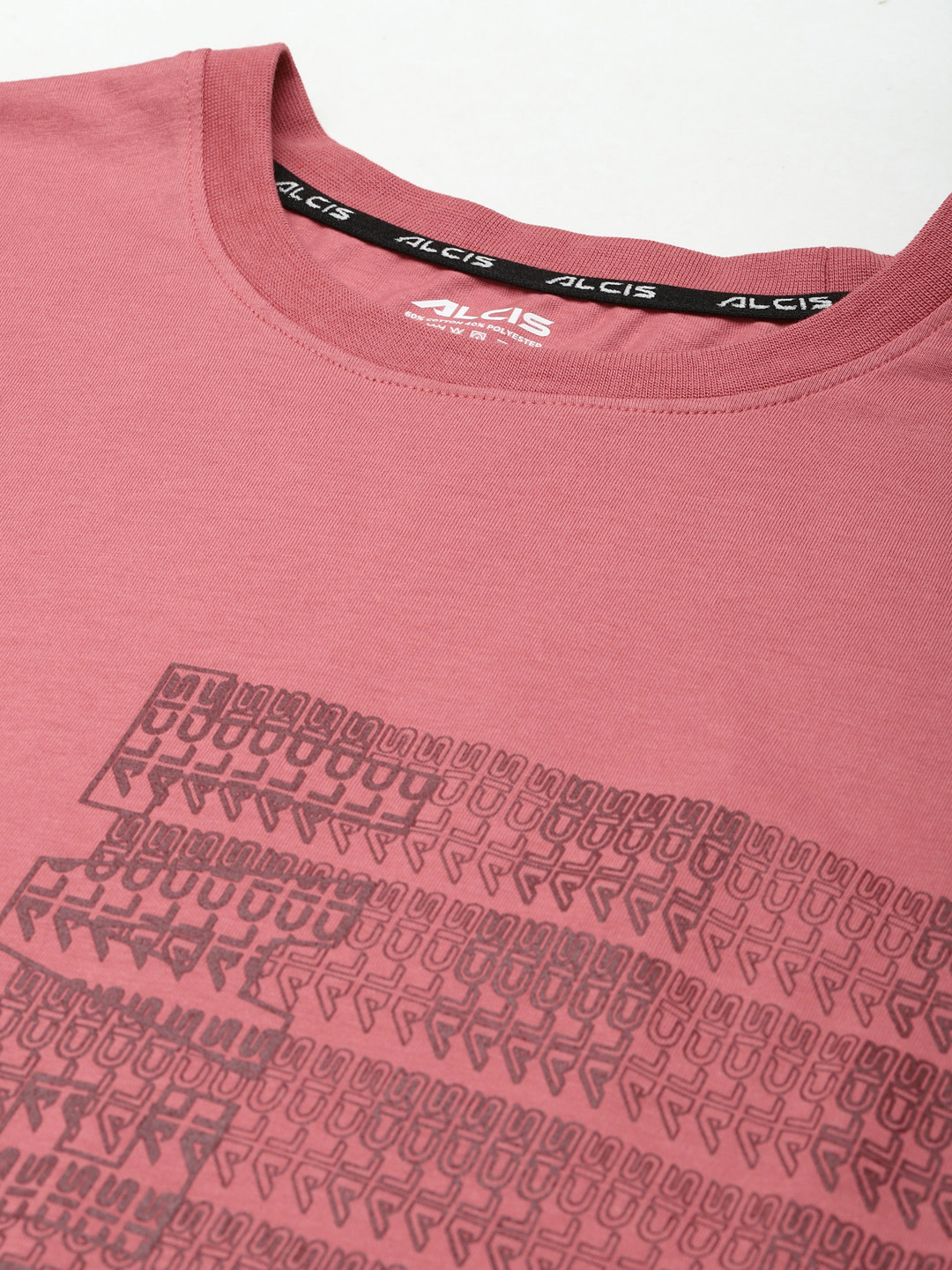 Alcis Men Pink Typography Printed Slim Fit Running T-shirt (5)