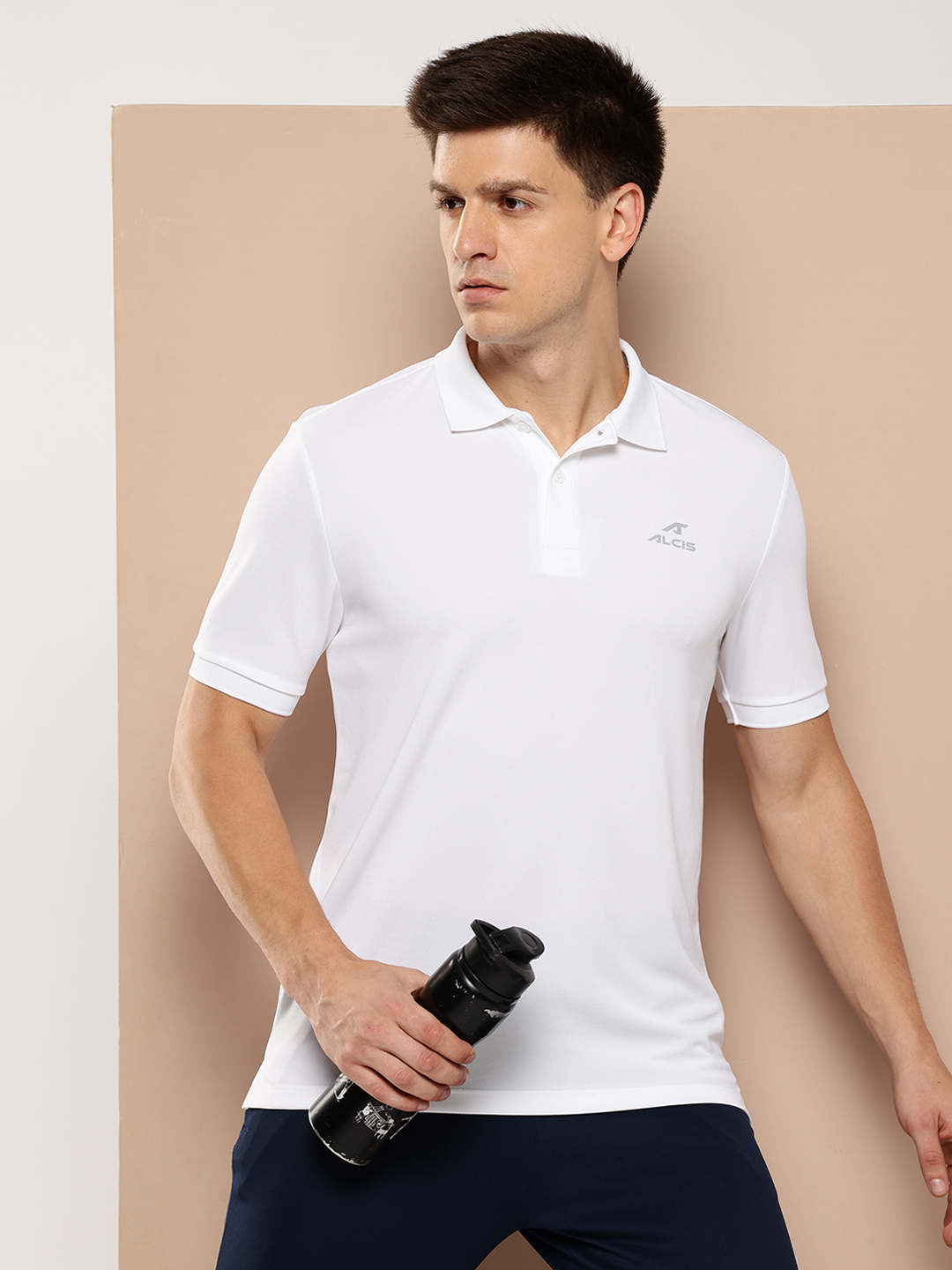 Men Polo Collar Slim Fit Solid T-shirt