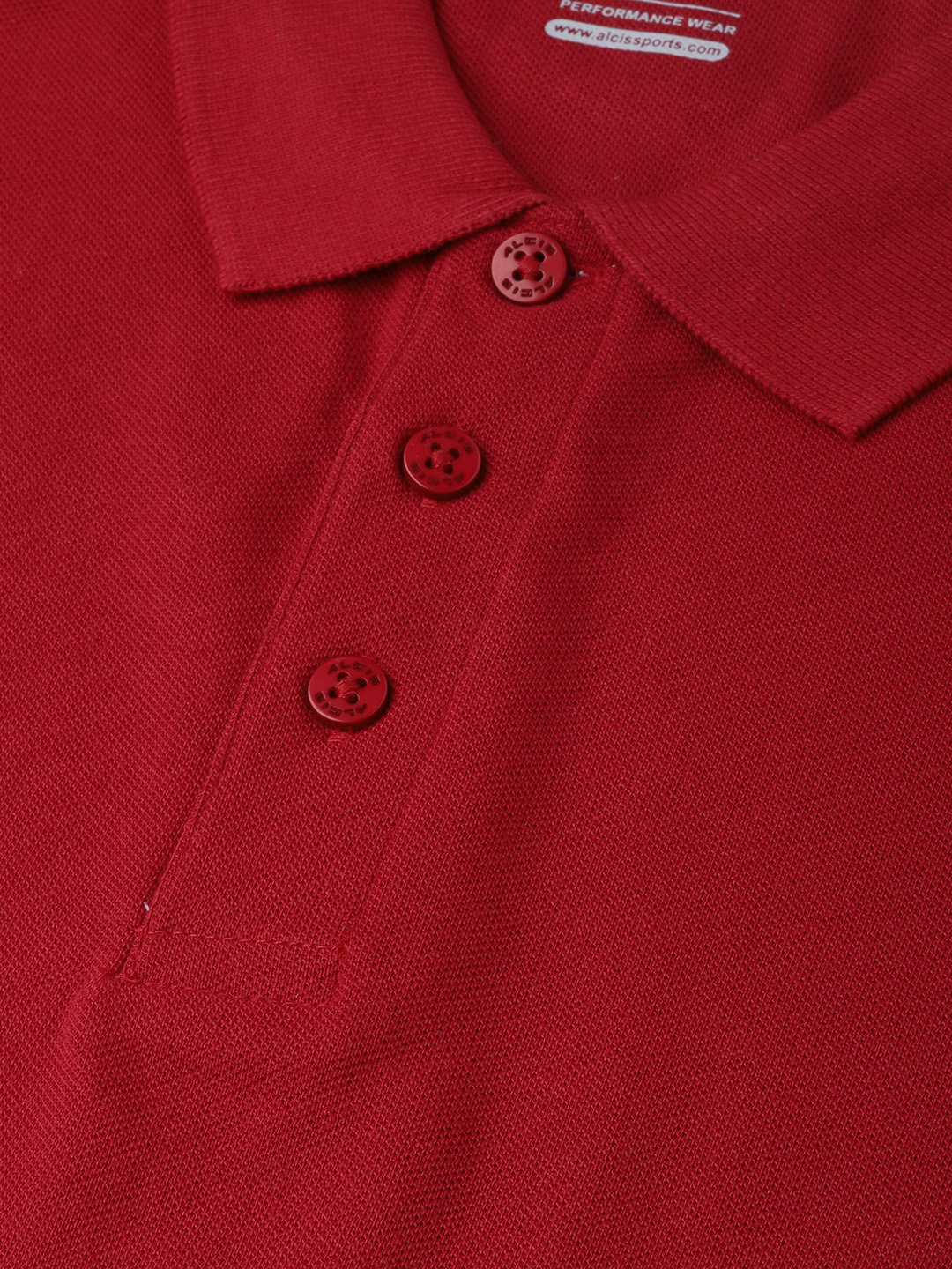 Alcis Men Red Solid Polo Collar Training T-shirt (5)