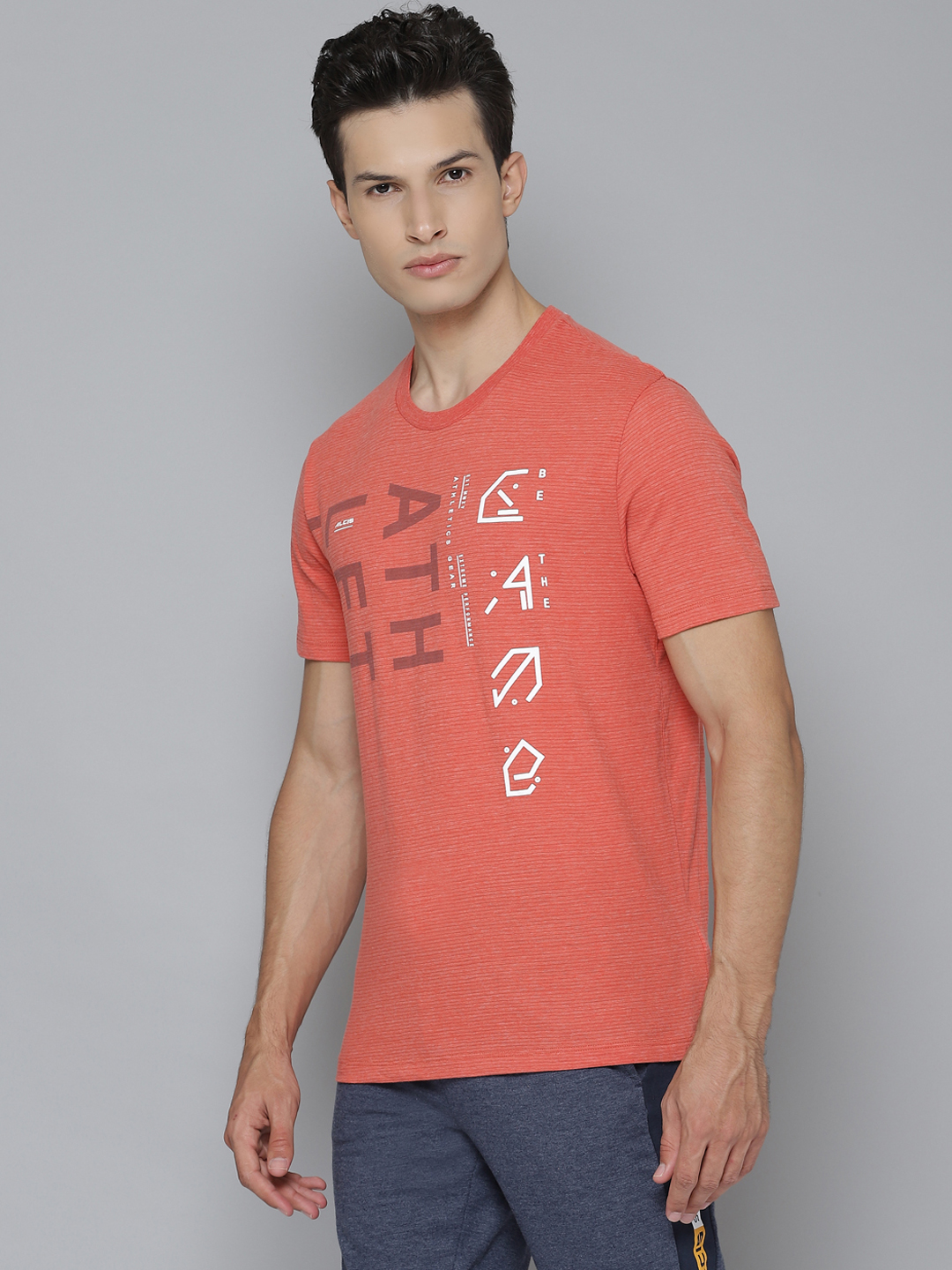 Alcis Men Rust Orange & White Printed Round Neck T-shirt (2)