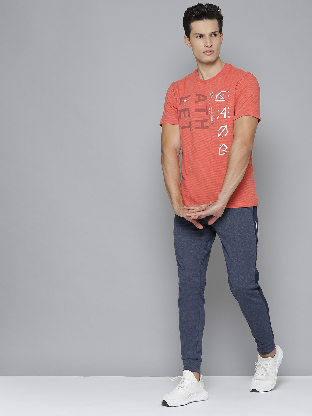 Alcis Men Rust Orange & White Printed Round Neck T-shirt (4)