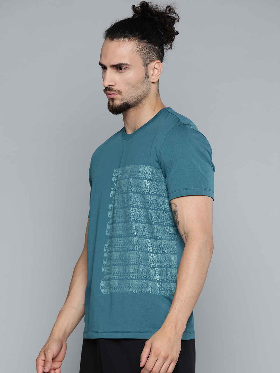 Alcis Men Teal Blue Typography Printed Slim Fit Gym T-shirt (2)