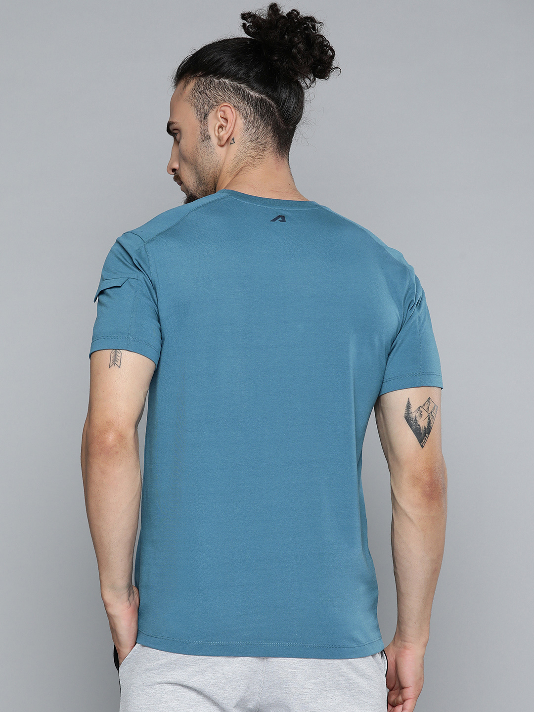 Alcis Men Teal Blue Typography Printed Slim Fit Gym T-shirt (3)