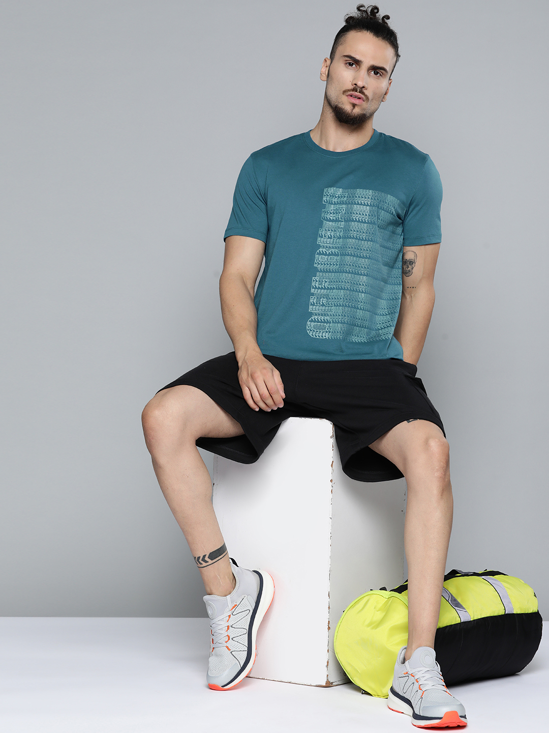 Alcis Men Teal Blue Typography Printed Slim Fit Gym T-shirt (4)