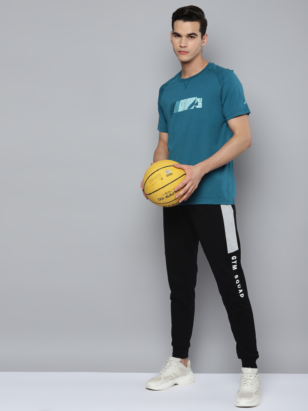 Alcis Men Teal Printed Slim Fit Running T-shirt (4)