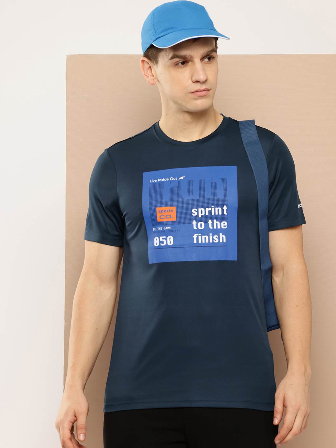 Men Typography Printed Anti Static Slim Fit Sports T-shirt